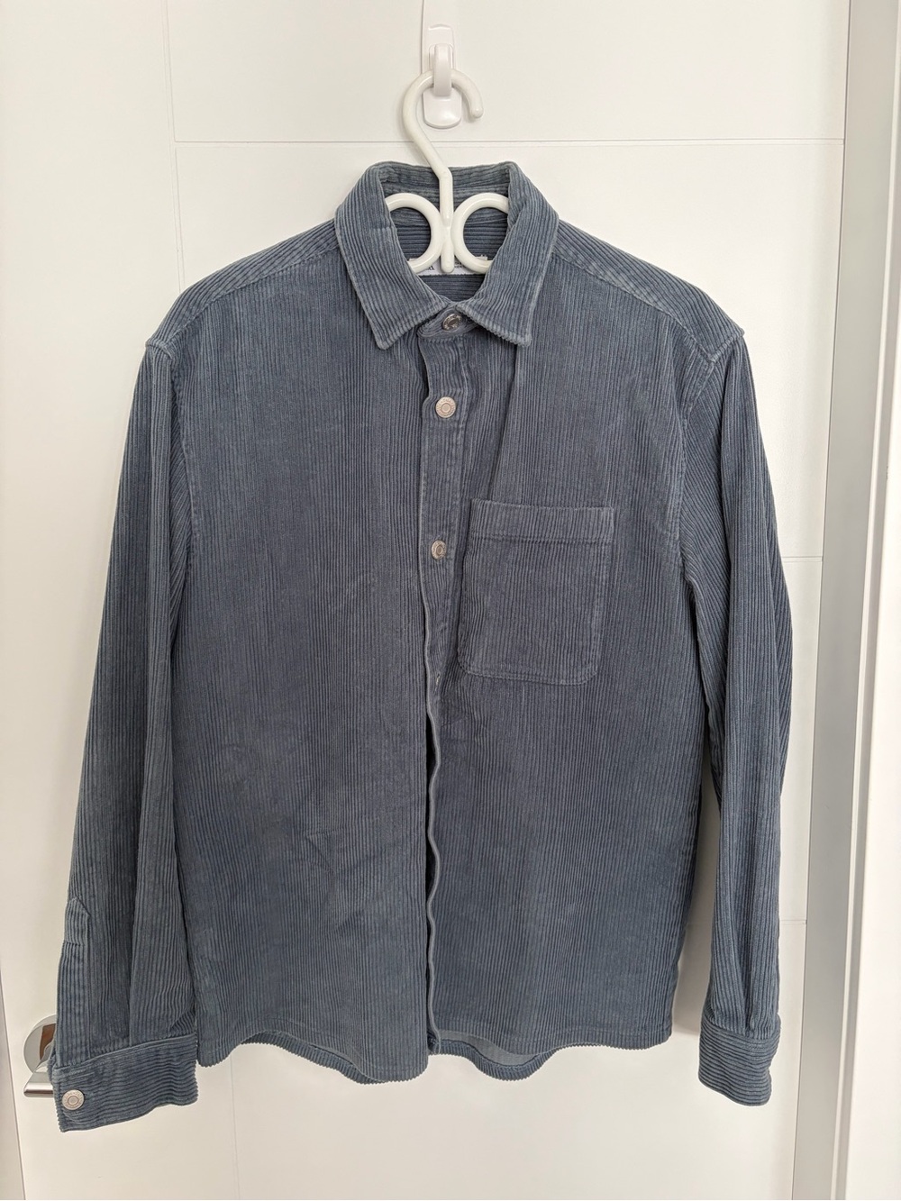 Zara Men's Corduroy Shirt Jacket - Slate Blue